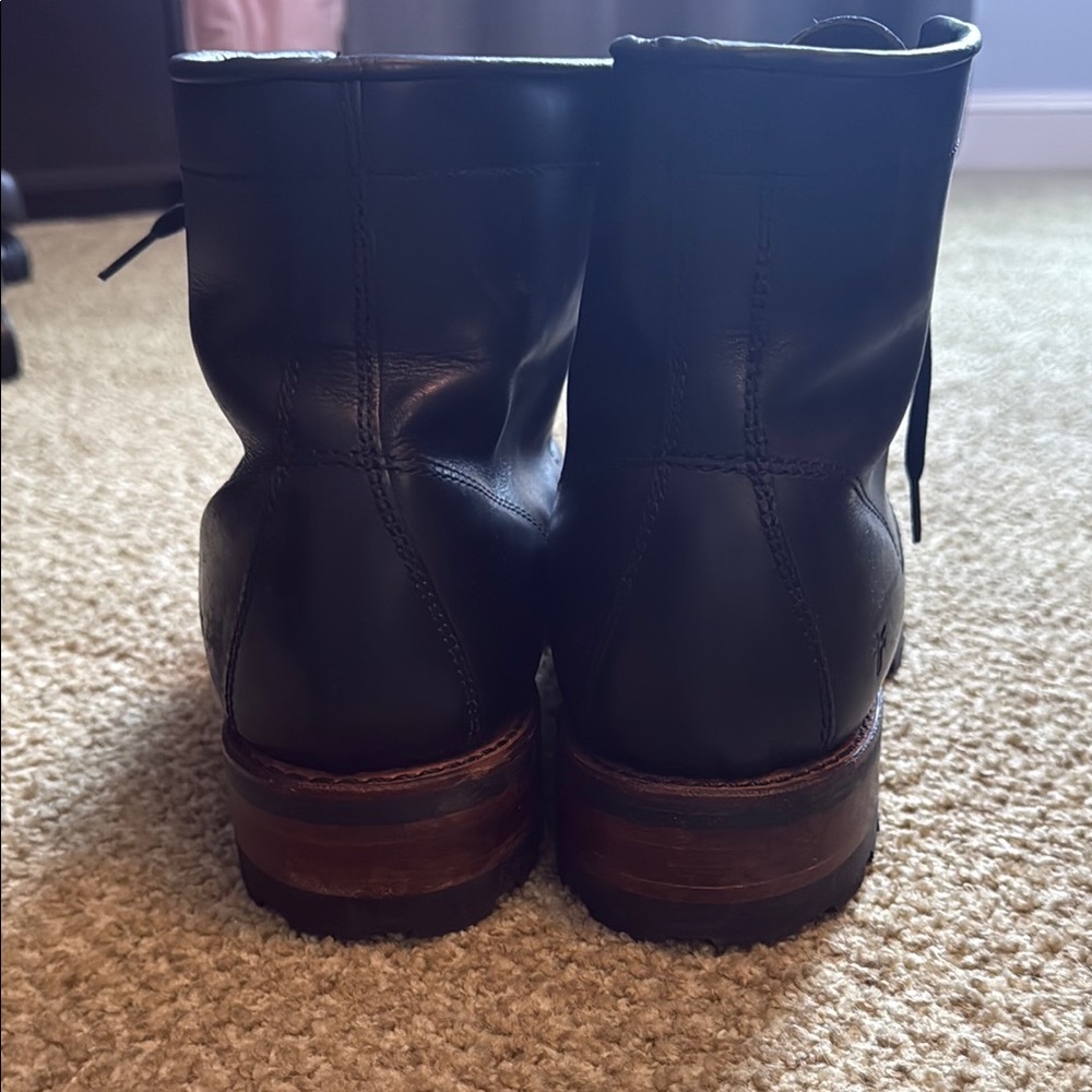 Frye Black Leather Combat Boots - Picture 2 of 4